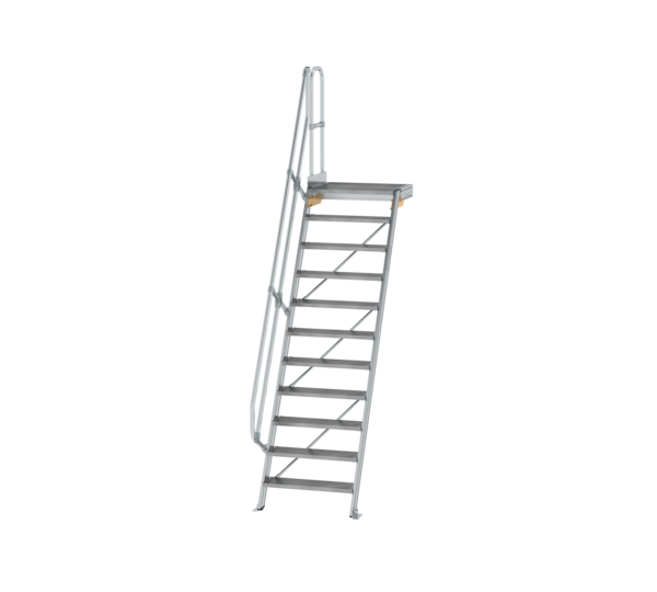 Stairs w. plat. 60° st. wid. 800 mm, 11 st, gr.alu | © MUNK GmbH