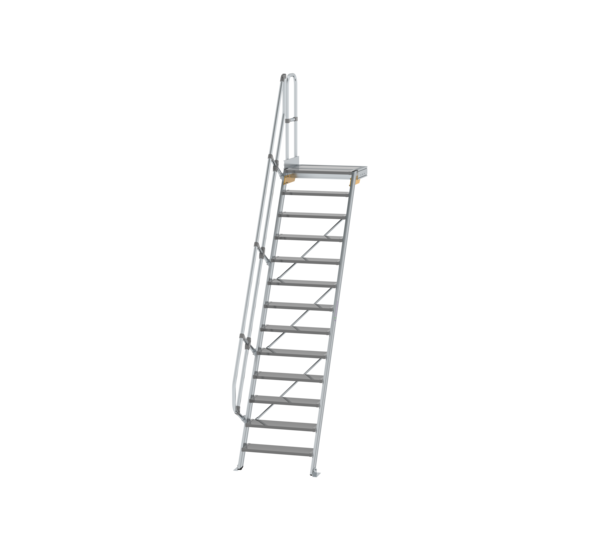 Stairs w. plat. 60° st. wid. 800 mm, 13 st, gr.alu | © MUNK GmbH