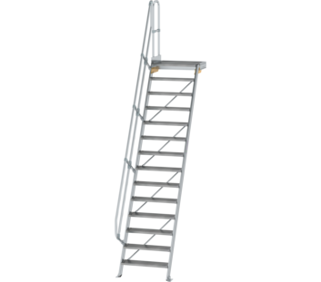 Stairs w. plat. 60° st. wid. 800 mm, 14 st, gr.alu | © MUNK GmbH