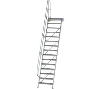 Stairs w. plat. 60° st. wid. 800 mm, 15 st, gr.alu | © MUNK GmbH