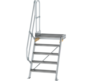 Stairs w. plat. 60° st. wid. 800 mm, 5 st, gr.alu | © MUNK GmbH