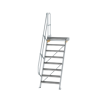 Stairs w. plat. 60° st. wid. 800 mm, 8 st, gr.alu | © MUNK GmbH