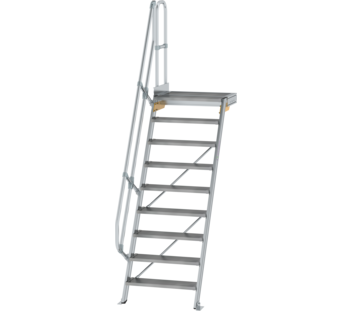 Stairs w. plat. 60° st. wid. 800 mm, 9 st, gr.alu | © MUNK GmbH