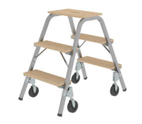 Steel and wood step stool w fix.castors, 2x3 steps | © MUNK GmbH