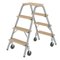 Steel and wood step stool w fix.castors, 2x4 steps | © MUNK GmbH