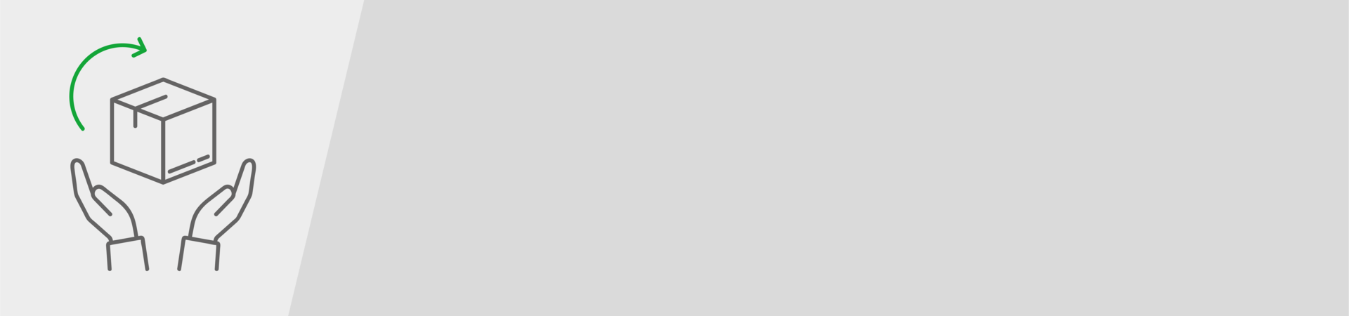 Icon for registering a product return, hands holding a box with a return arrow | © MUNK GmbH