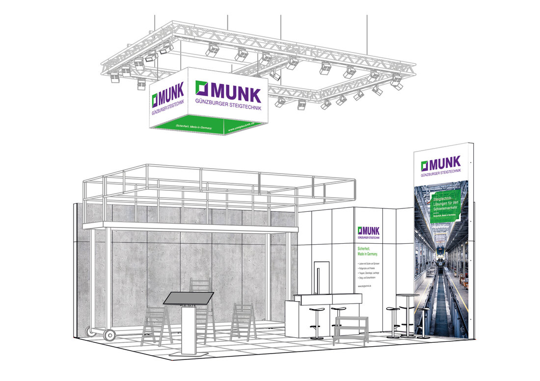Sketch of the InnoTrans 2024 exhibition stand | © MUNK GmbH