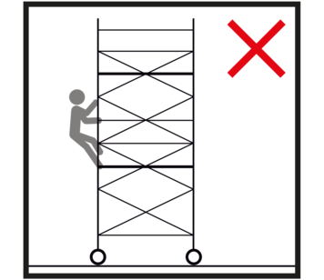 Nicht an der Außenseite der fahrbaren Arbeitsbühne klettern | © MUNK GmbH