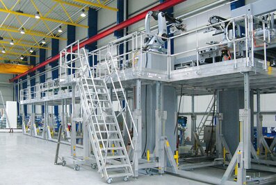 Höhenverstellbare und passgenaue Arbeitsbühnen aus Günzburg sorgen für sicheres Arbeiten an Maschinen und Anlagen. | © MUNK GmbH