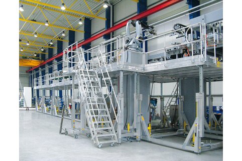 Height-adjustable and made-to-measure working platforms from Günzburg guarantee safe working on machines and equipment. | © MUNK GmbH