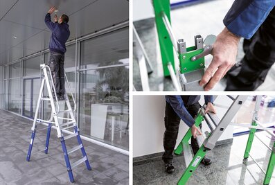 Thanks to optional push-fit sections in four lengths, the new Günzburger Steigtechnik push-in platform ladder can be flexibly extended and adapted for use at different heights.  | © MUNK GmbH