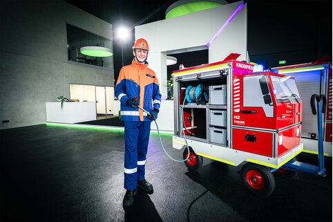 Les conteneurs roulants pour sapeurs-pompiers sont des auxiliaires polyvalents pour l'éducation à la sécurité incendie dans les corps de jeunes sapeurs-pompiers. | © MUNK GmbH