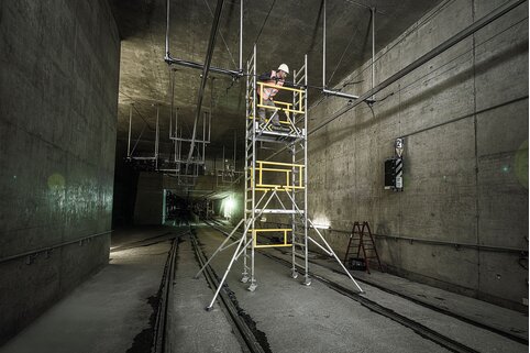 La nouvelle version de l'échafaudage FlexxTower avec garde-corps avancé a été très demandée. | © MUNK GmbH