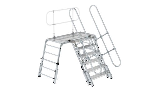 Accessoire pour la plate-forme de sauvetage et de travail : grâce à son angle d'inclinaison flexible, l'escalier d'évacuation permet de sauver des personnes en toute sécurité, même sur des terrains difficiles. | © MUNK GmbH