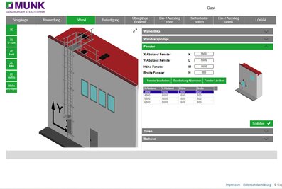 From the web browser to the façade: planners and users can design their perfect fixed ladder with the new fixed ladder configurator. | © MUNK GmbH