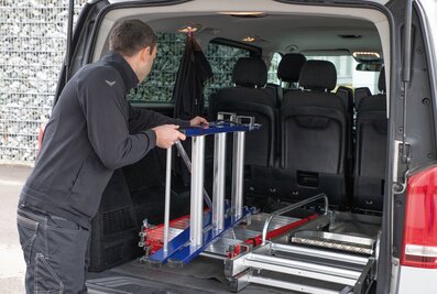 Compact pack size: The plug-in platform ladder and its plug-in parts also fit into smaller vehicles. | © MUNK GmbH