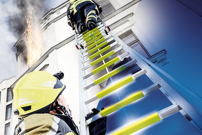 The heat-insulating and non-slip rung covering is also available as standard in the Glow version and for retrofitting as Glow-Sprossenfix. | © MUNK GmbH