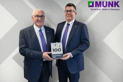 The Munk Group has been honoured as a TOP 100 innovator for the sixth time. In the picture, from left: Managing Directors Ferdinand Munk and Alexander Werdich. | © MUNK GmbH