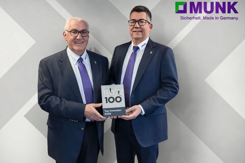 Le Munk Group a été distingué pour la sixième fois en tant qu'innovateur TOP 100. Sur la photo, de gauche à droite : Les directeurs Ferdinand Munk et Alexander Werdich. | © MUNK GmbH