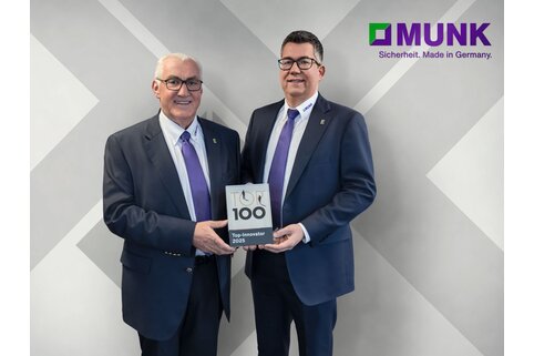 The Munk Group has been honoured as a TOP 100 innovator for the sixth time. In the picture, from left: Managing Directors Ferdinand Munk and Alexander Werdich. | © MUNK GmbH