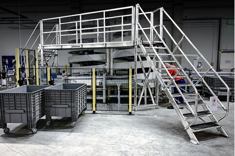 Les passerelles de Munk Günzburger Steigtechnik peuvent être adaptées individuellement aux exigences respectives. Elles augmentent ainsi l'efficacité des installations de production et de transport tout en garantissant une sécurité maximale au travail. | © MUNK GmbH
