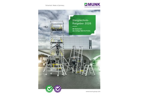 Der Steigtechnik-Ratgeber 2026 der Munk Günzburger Steigtechnik gibt einen umfassenden Überblick über die Neuheiten und Klassiker im Produktprogramm. | © MUNK GmbH