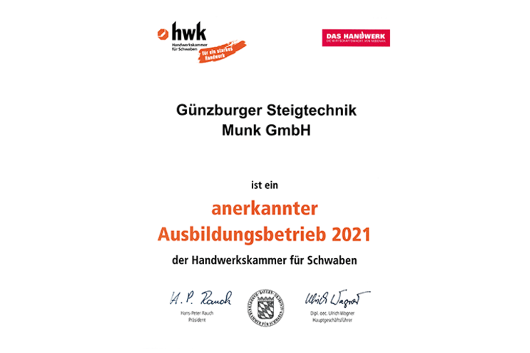 Entreprise de formation reconnue par la Chambre des métiers pour la Souabe | © Handwerkskammer für Schwaben