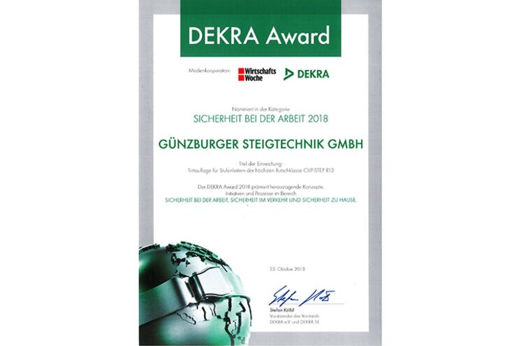 Attestation du Prix DEKRA 2018 | © n/a