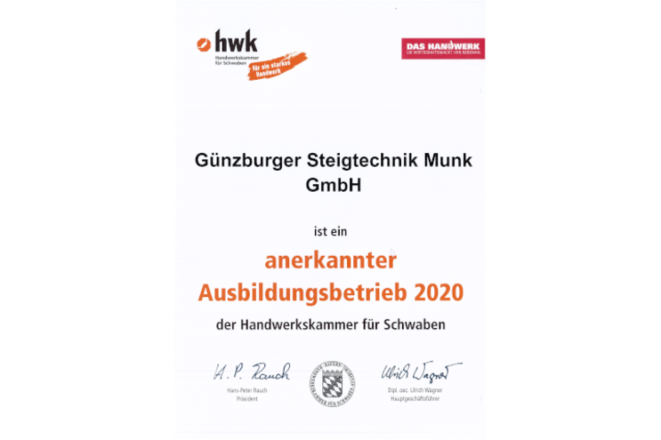 Entreprise de formation reconnue par la Chambre des métiers pour la Souabe | © Handwerkskammer für Schwaben