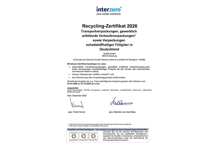 Recycling certificate | © n/a