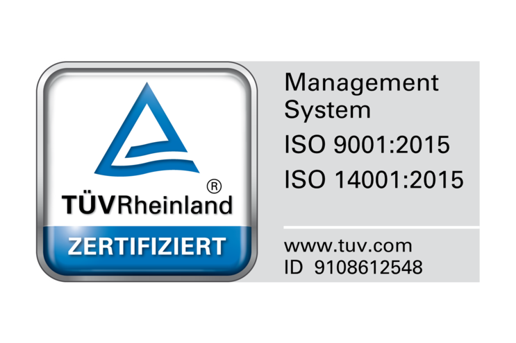 Logo TÜV Rheinland ISO 9001 and ISO 14001 | © TÜV Rheinland